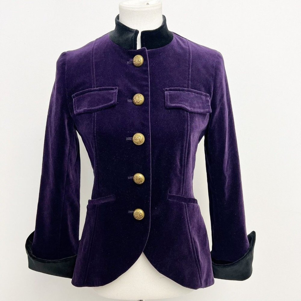 Equestrian Military Purple Velvet Victorian Blazer Sz 4
